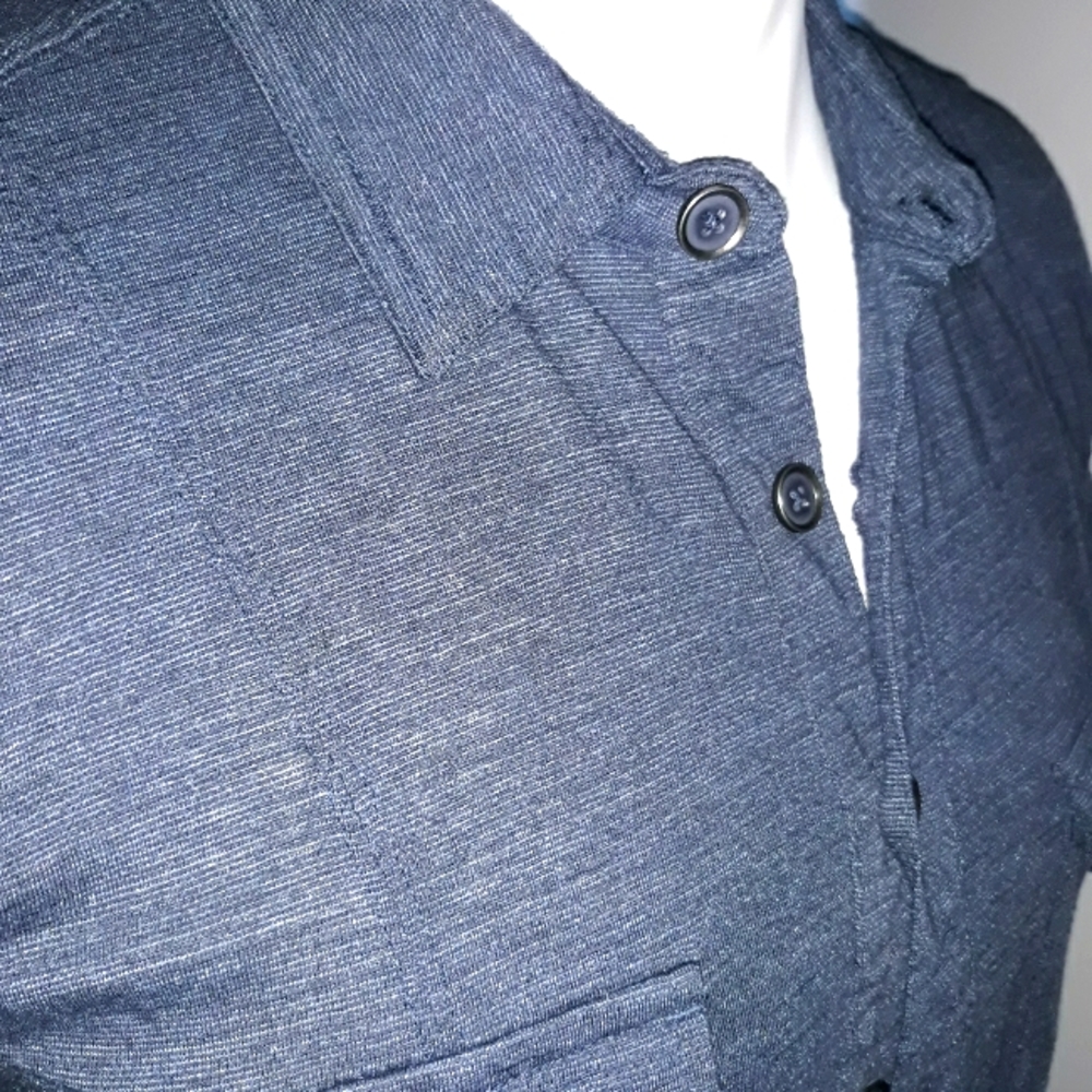 Structure mens blue cotton blend knit shirt. Medium